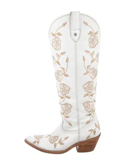 Pre-owned Liberty Black Leather Riding Boots In White