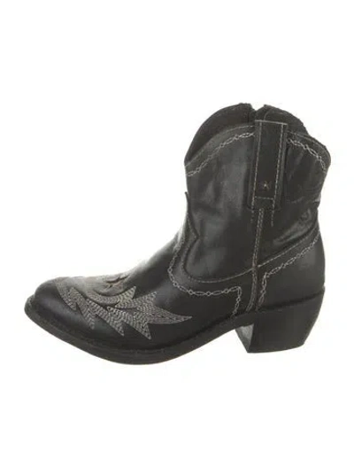 Pre-owned Liberty Black Leather Western Boots In Green