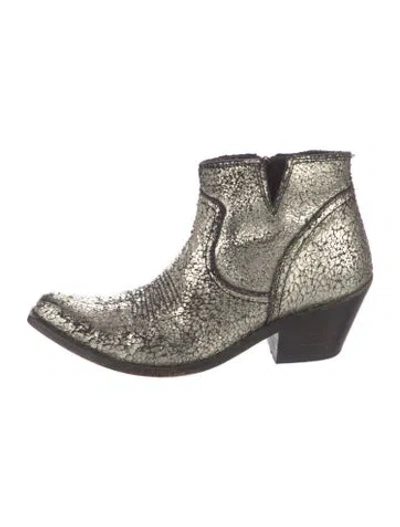 Pre-owned Liberty Black Leather Western Boots In Metallic/silver