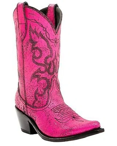 Pre-owned Liberty Black Liberty Women's Boot Barn Sienna Distressed Western Boot - Snip Toe Pink 5 1/2 M