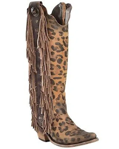 Pre-owned Liberty Black Liberty Women's Chita Miel Fringe Western Boot - Pointed Toe Cheetah 8 1/2 M In Multicolor
