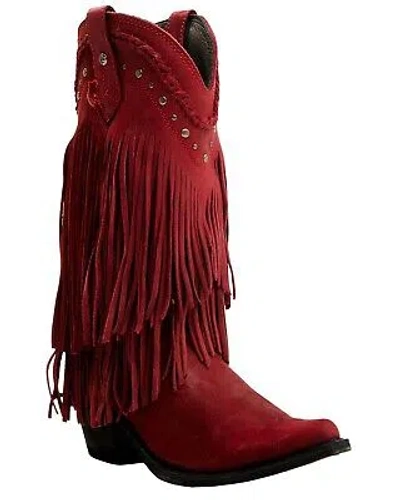 Pre-owned Liberty Black Liberty Women's Vegas Fringe Western Boot - Snip Toe - Lb 71124 In Red