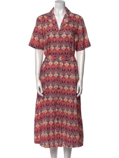 Pre-owned Liberty Black Printed Long Dress In Red