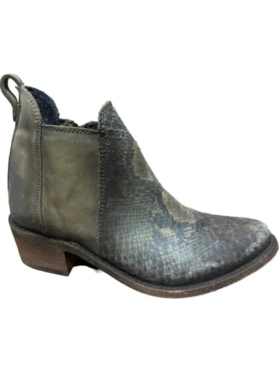 Pre-owned Liberty Black Women's Elsa Python Skin Boots In Brown