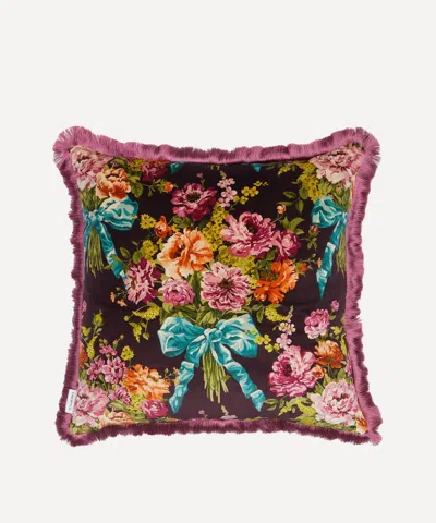 Liberty Bow Bouquet Velvet Cushion In Multi