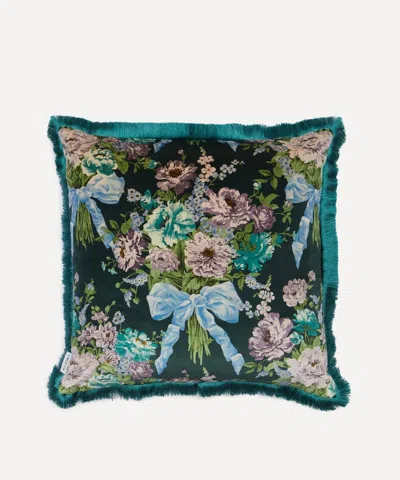 Liberty Bow Bouquet Velvet Cushion In Multi