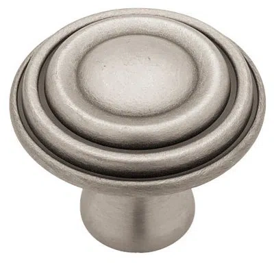 Liberty Circles And Scrolls 1 1/2" Diameter Mushroom Knob In Brushed Satin Pewter