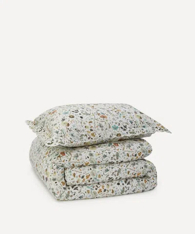 Liberty Floral Eve Tana Lawn Cotton Single Duvet Set In Green