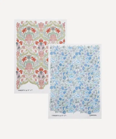 Liberty Flourish Daisy  Tea Towels Set Of Two In Multi