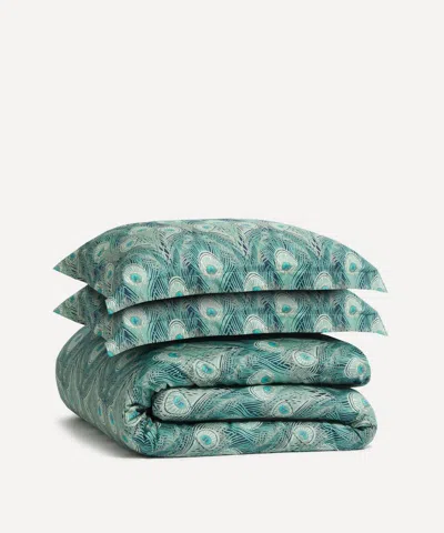 Liberty Hera Cotton Sateen Double Duvet Cover Set In Green
