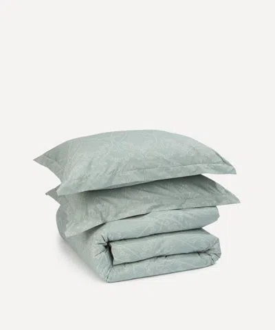 Liberty Ianthe Bloom Cotton Double Duvet Cover Set In Green