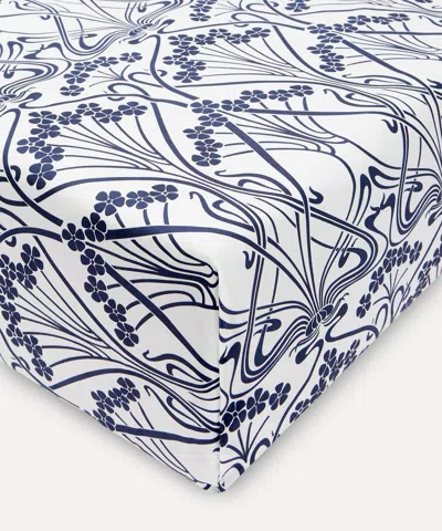 Liberty Ianthe Cotton Sateen Double Fitted Sheet In Navy