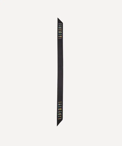 Liberty Patchwork 8x160 Skinny Silk Scarf In Black