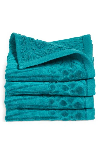 Liberty London 4-piece Ianthe Cotton Washcloths In Teal
