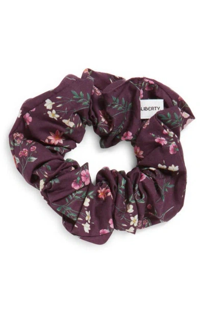 Liberty London Annie Tana Cotton Scrunchie In Aubergine