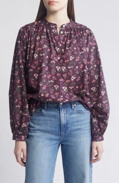 Liberty London Boho Floral Cotton Button-up Shirt In Aubergine