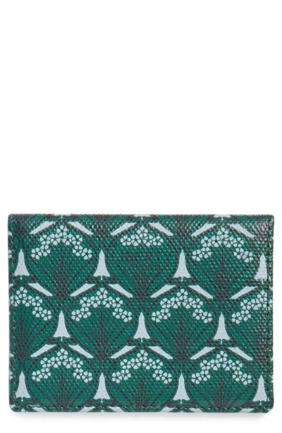 Liberty London Coated Canvas Card Case In Dark Green