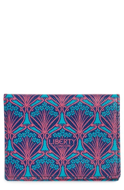 Liberty London Coated Canvas Card Case In Blue