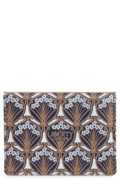 Liberty London Coated Canvas Card Case In Sand Multi