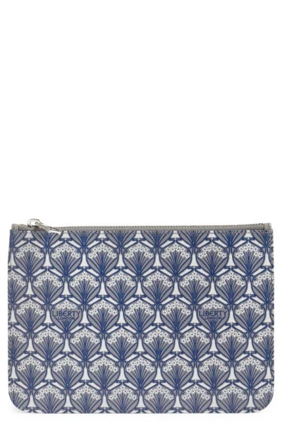 Liberty London Coated Canvas Zip Pouch In Blue