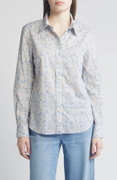 Liberty London Floral Fitted Button-up Shirt In Light Blue