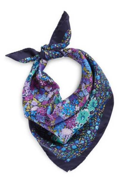 Liberty London Floral Medley Silk Scarf In Blue