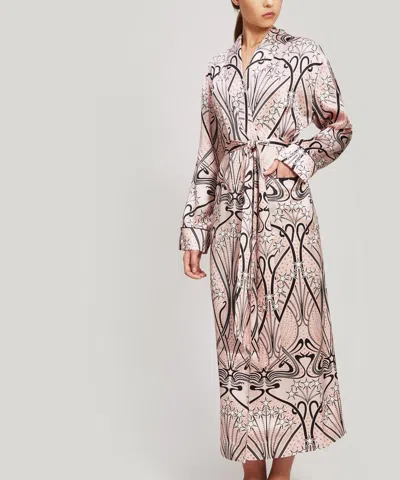 Liberty London Thelma Silk Charmeuse Robe In Pink