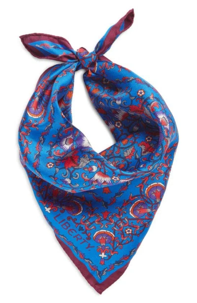 Liberty London Lodden Floral Silk Scarf In Blue