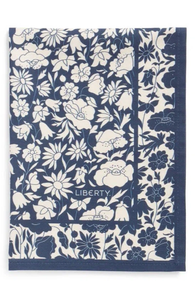 Liberty London Poppy Down Tea Towel In Navy