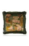 Liberty London Prospect Road Velvet Cushion In Green
