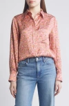 LIBERTY LONDON RELAXED FIT FLORAL SILK BUTTON-UP SHIRT