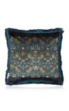 Liberty London Strawberry Thief Velvet Cushion In Blue
