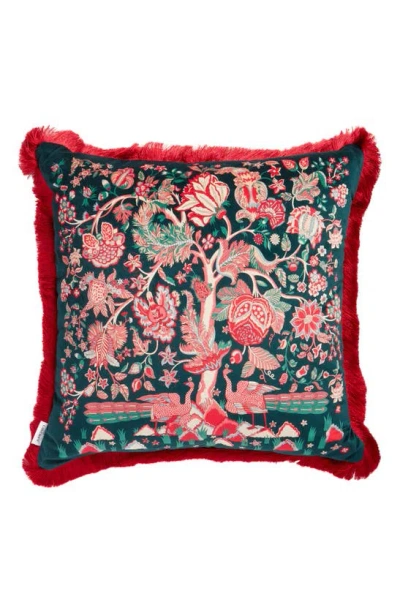 Liberty London Tree Of Life Accent Pillow In Burgundy Multi