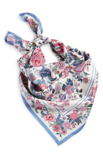 Liberty London Tree Of Life Floral Silk Scarf In Cream