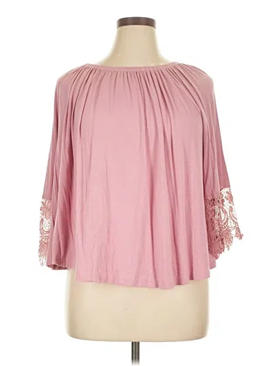 Pre-owned Liberty Love 3/4 Sleeve Top Pink Cold Shoulder Neckline Tops