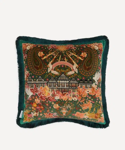 Liberty Love  Velvet Fringed Cushion In Multi