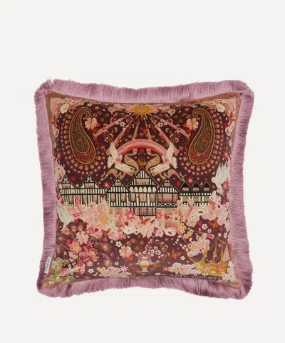 Liberty Love  Velvet Fringed Cushion In Multi