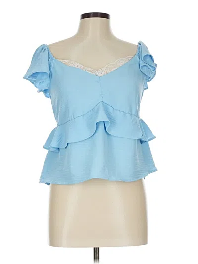 Pre-owned Liberty Love Short Sleeve Top Blue Sweetheart Neckline Tops