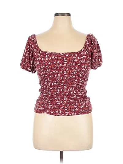 Pre-owned Liberty Love Short Sleeve Top Burgundy Sweetheart Neckline Tops