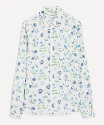 Liberty Mens Classic Fit Hemp Shirt In Floral Majesty In Metallic