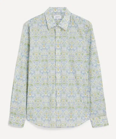 Liberty Mens Classic Fit Tana Lawn Cotton Shirt In Lodden In Green