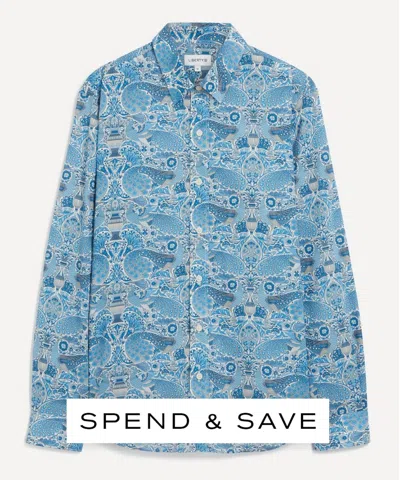 Liberty Mens Classic Fit Tana Lawn Cotton Shirt In Oscar's Palace In Blue