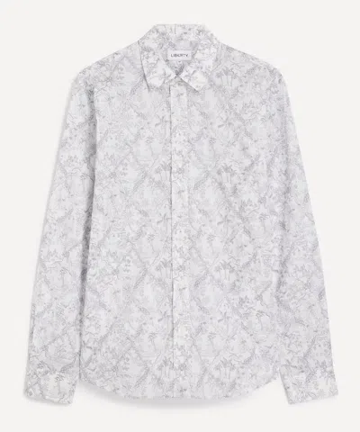 Liberty Mens Classic Fit Tana Lawn Cotton Shirt In Tropical Toile In Gray