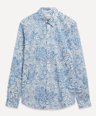 Liberty Mens Classic Fit Tana Lawn Shirt In Mono Gatsby In Blue