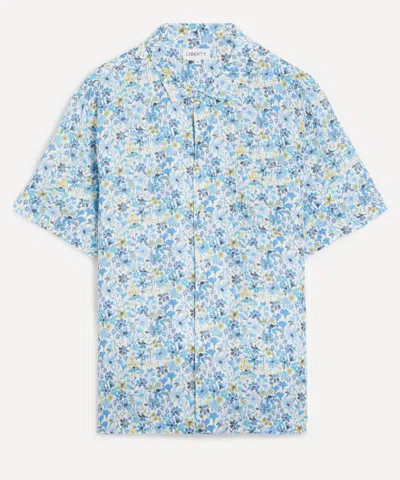 Liberty Mens Cuban Collar Hemp Shirt In Dreams Of Summer In Blue