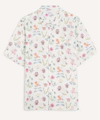 Liberty Mens Cuban Collar Hemp Shirt In Floral Majesty In Multi