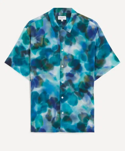 Liberty Mens Cuban Collar Silk Shirt In Jessica Alexandra In Animal Print
