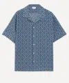 Liberty Mens Cuban Collar Silk Shirt In Nouveau Brooch