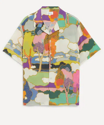 Liberty Mens Cuban Collar Silk Shirt In Prospect Place In Multi