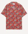 Liberty Mens Cuban Collar Tana Lawn Cotton Shirt In Arundel In Brown